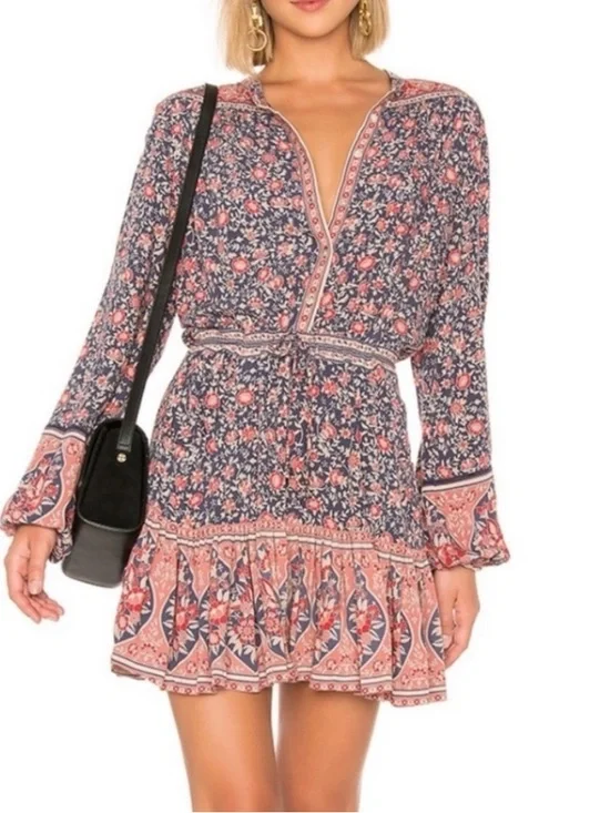 SPELL & THE GYPSY COLLECTIVEFloral Print Boho Tie-Waist Mini Dress Sz. XS